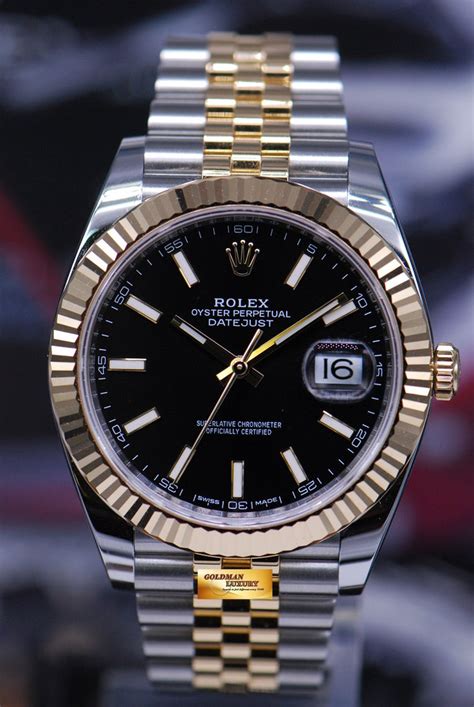 rolex oyster perpetual datejust silver black and gold|rolex datejust 41 gold diamond.